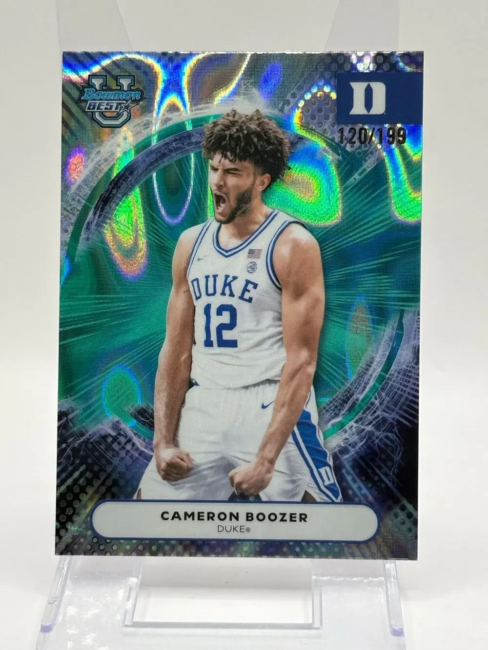 2025-26 Bowman Best U Cameron Boozer Aqua Lava Refractor 120/199 SP Duke Memphis